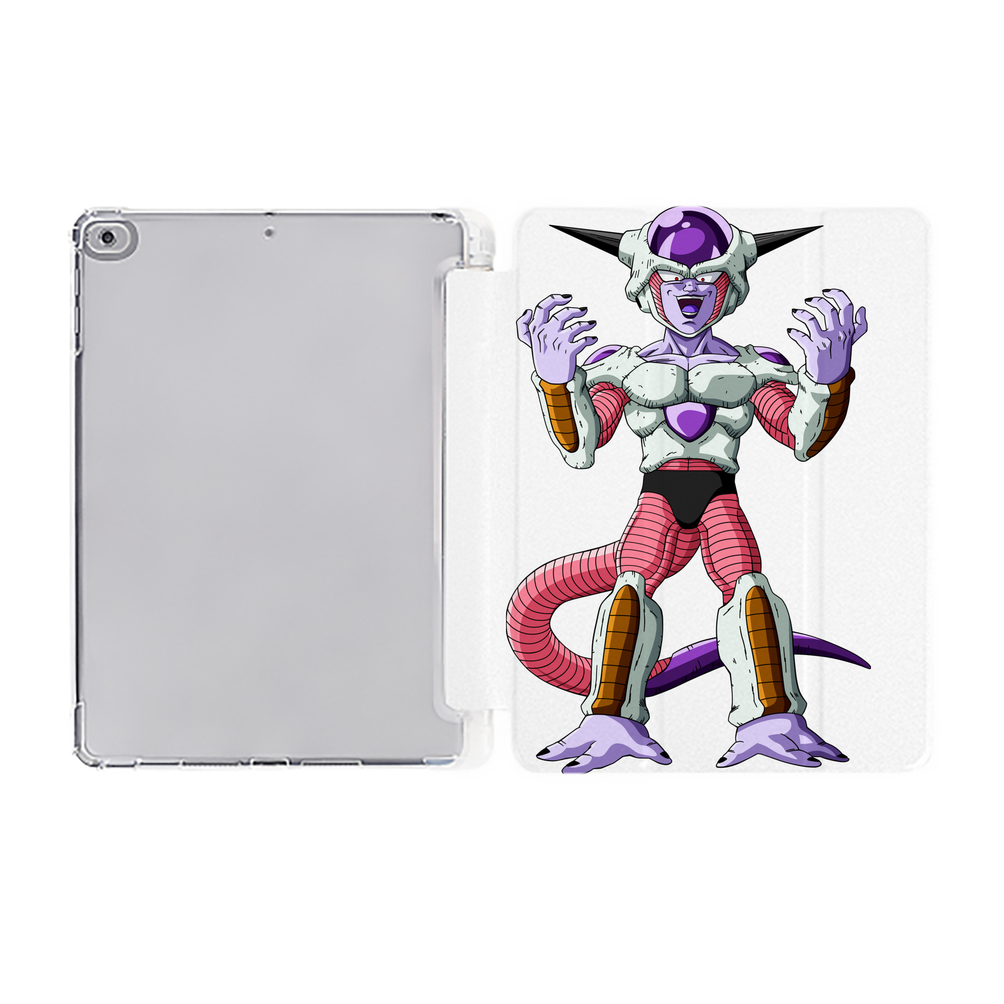 （画像用） ドラゴンボール フリーザ DRAGON BALL Frieza IPad ケース ペン収納付き 三つ折りスタンド PUレザー×シリコン 対応機種9.5/10.5/10.9インチ